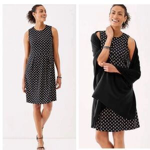 J. Jill Wearever Black Floral Printed Dress Size Large